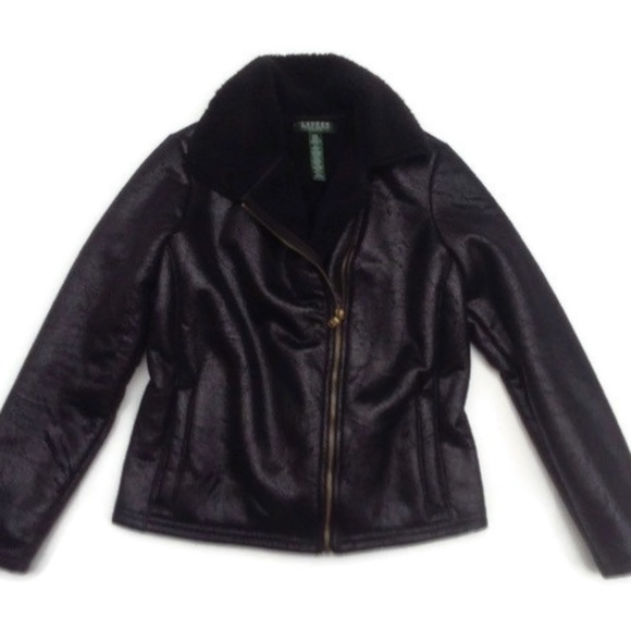 ralph lauren faux shearling moto jacket